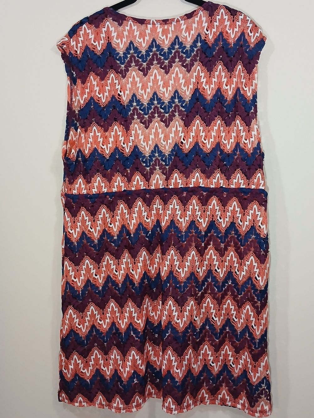 Miken Swim Crochet Chevron Knit Cover Up Dress XL Adjustable Waist Beach CoverUp - Picture 3 of 7